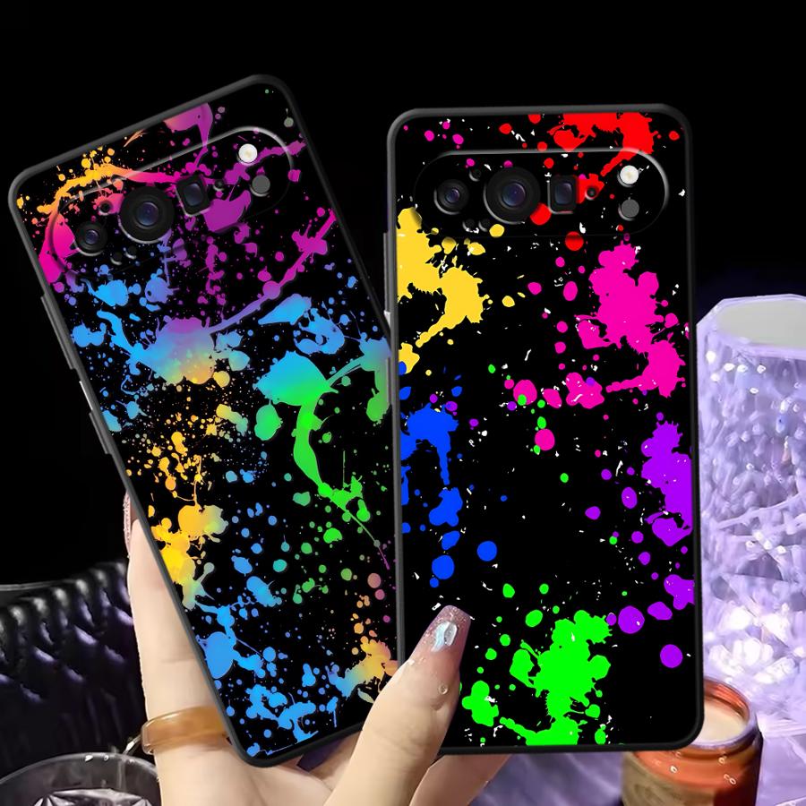 Google Pixel 9 - Rainbow Paint Splatters Funda Phone Cover